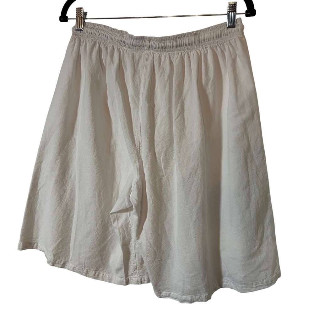Blanco Cotton Shorts XL Coastal Minimalist White Beaded Drawstring NWT - Picture 2 of 4